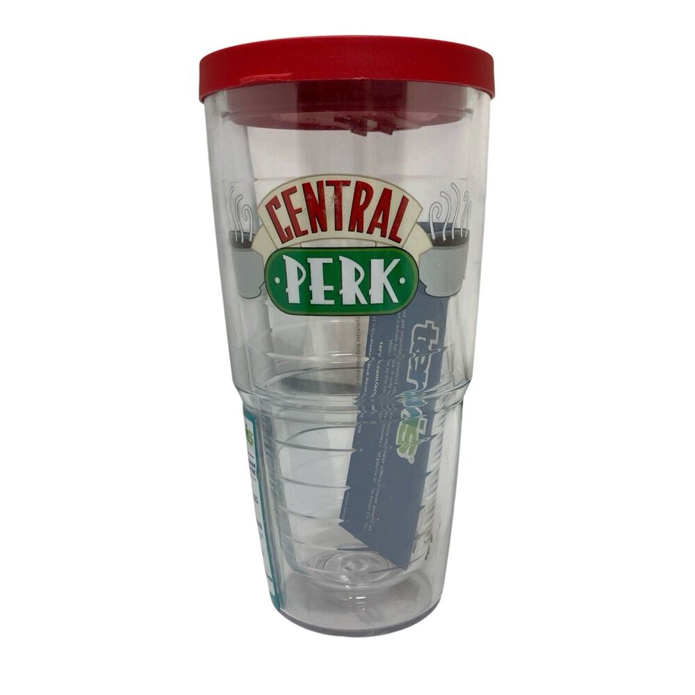 Tervis Central Perk Tumbler 24 oz Friends Coffee Cup Red Lid Insulated BPA Free